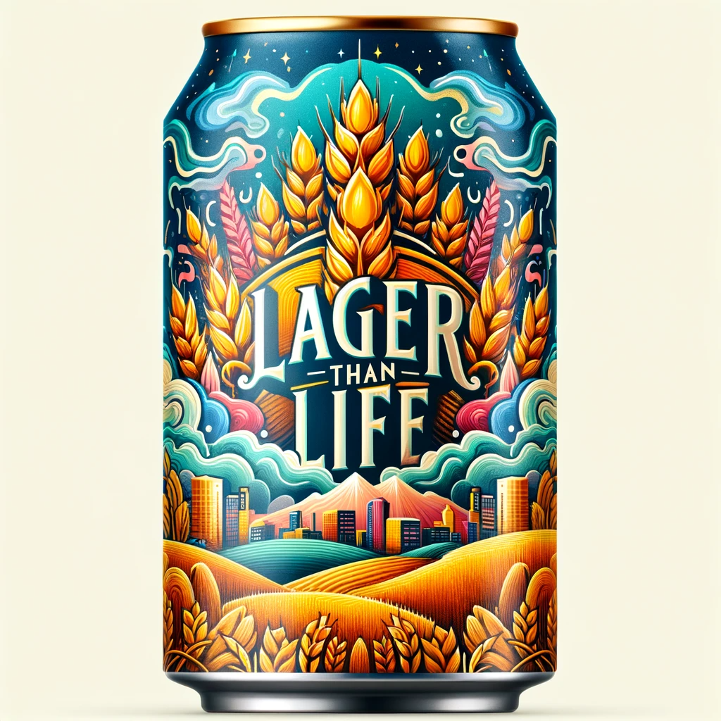 Lager Than Life beer label
